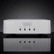 Boulder 808 phono preamplifier front view, silver chassis with Low Cut and Mono controls