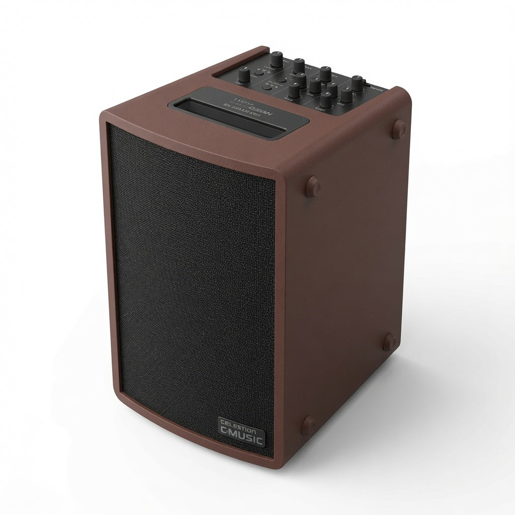 C-Music by Celestion Hometainer 6 portable all-function wireless karaoke and music speaker in Burgundy with wooden cabinet and fabric-covered grille