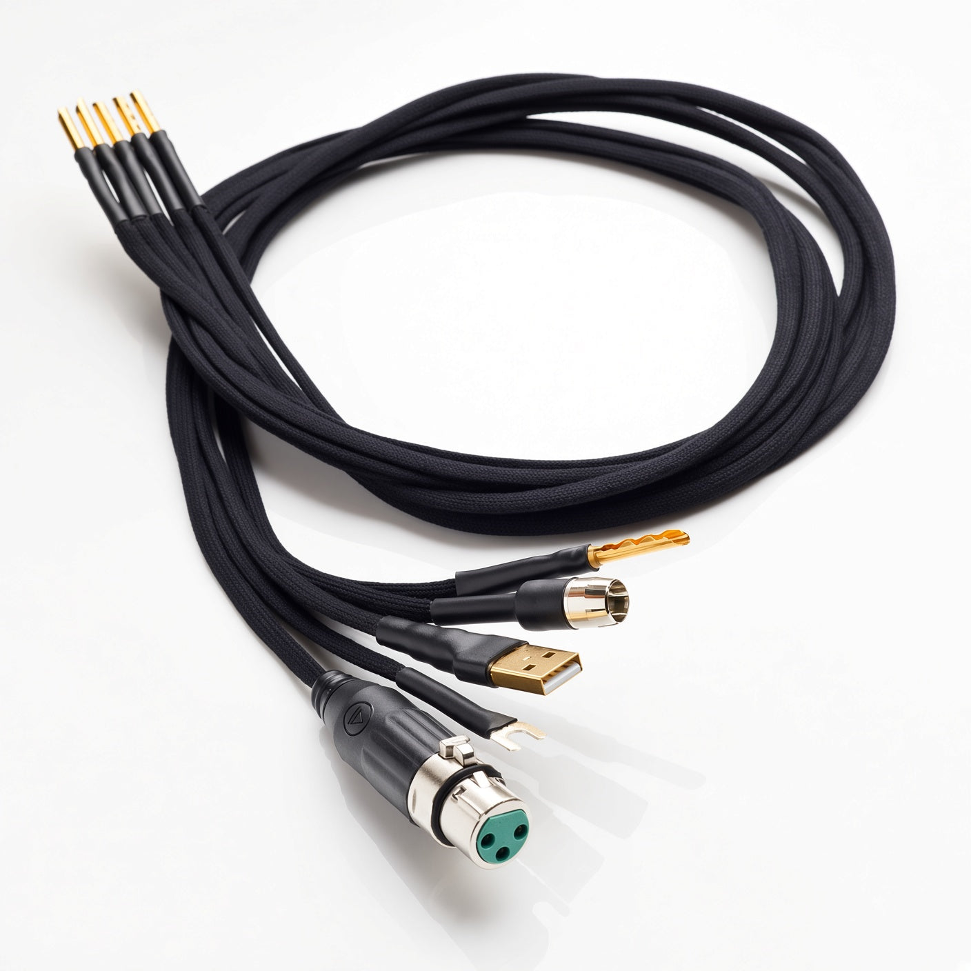 CAD Ground Control cable with multiple terminations including XLR USB and spade
