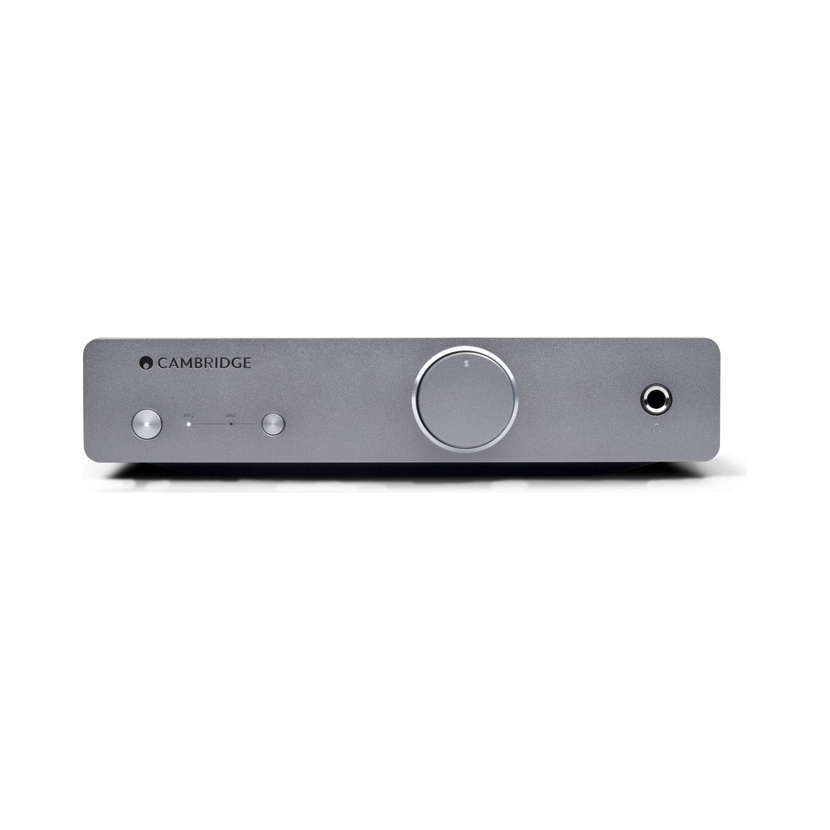 Cambridge Audio Alva Duo phono preamplifier front, grey chassis with volume knob and headphone jack