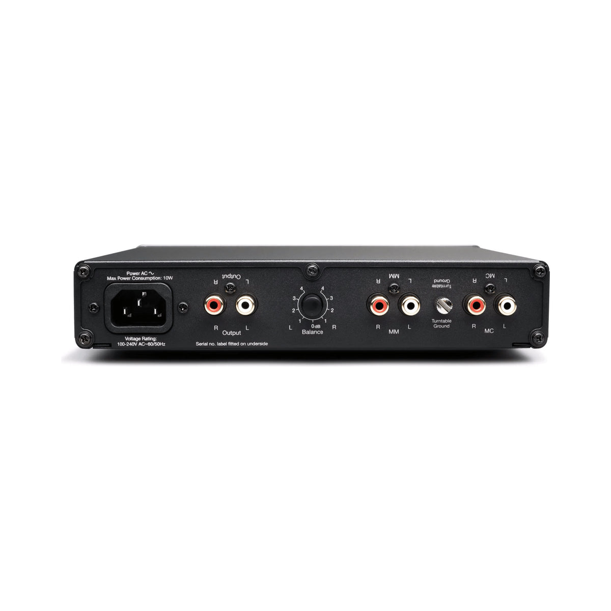 Cambridge Audio Alva Duo phono preamplifier rear panel with MM and MC cartridge inputs, line output and ground terminal