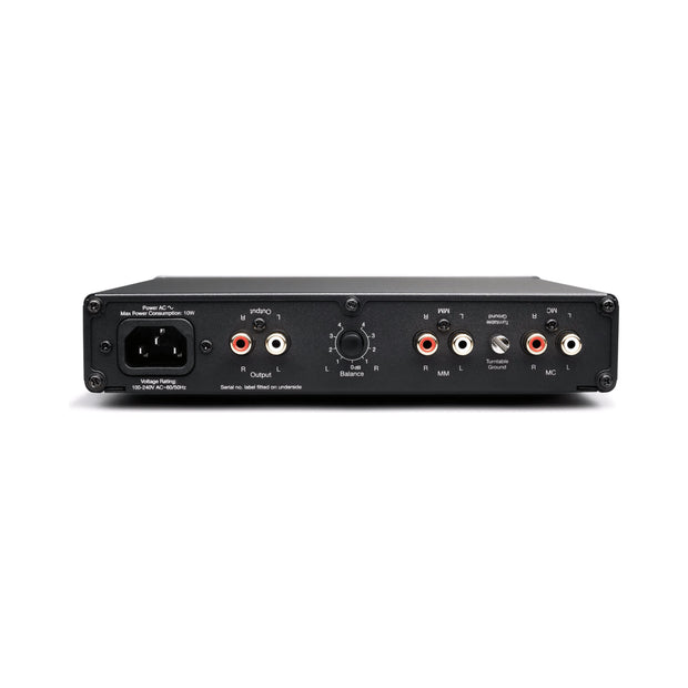 Cambridge Audio Alva Duo phono preamplifier rear panel with MM and MC cartridge inputs, line output and ground terminal