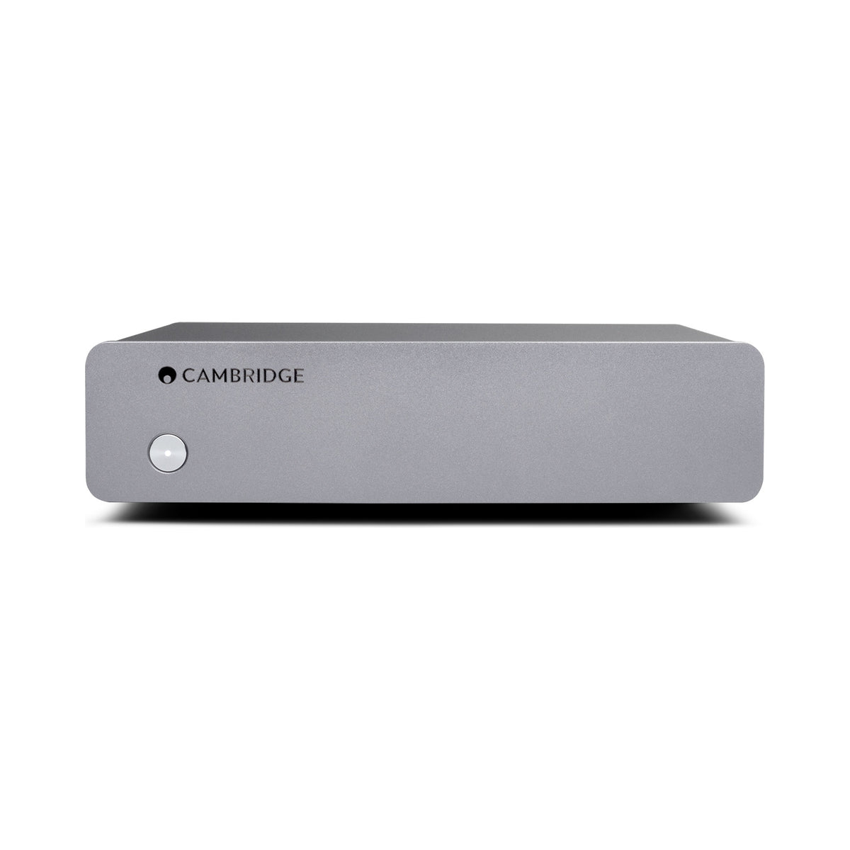 Cambridge Audio Alva Solo MM phono preamplifier front, grey chassis and power button