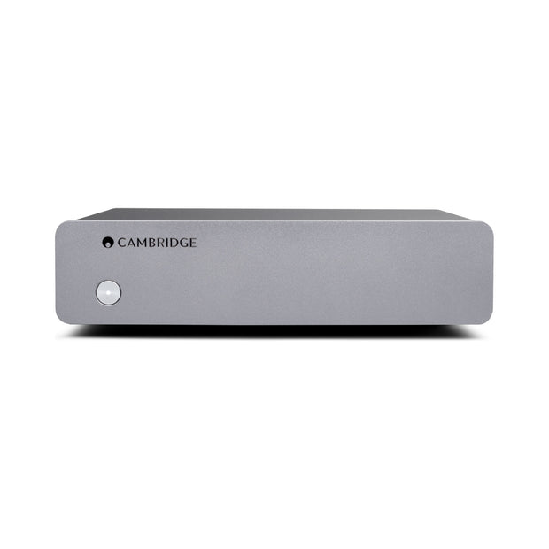 Cambridge Audio Alva Solo MM phono preamplifier front, grey chassis and power button