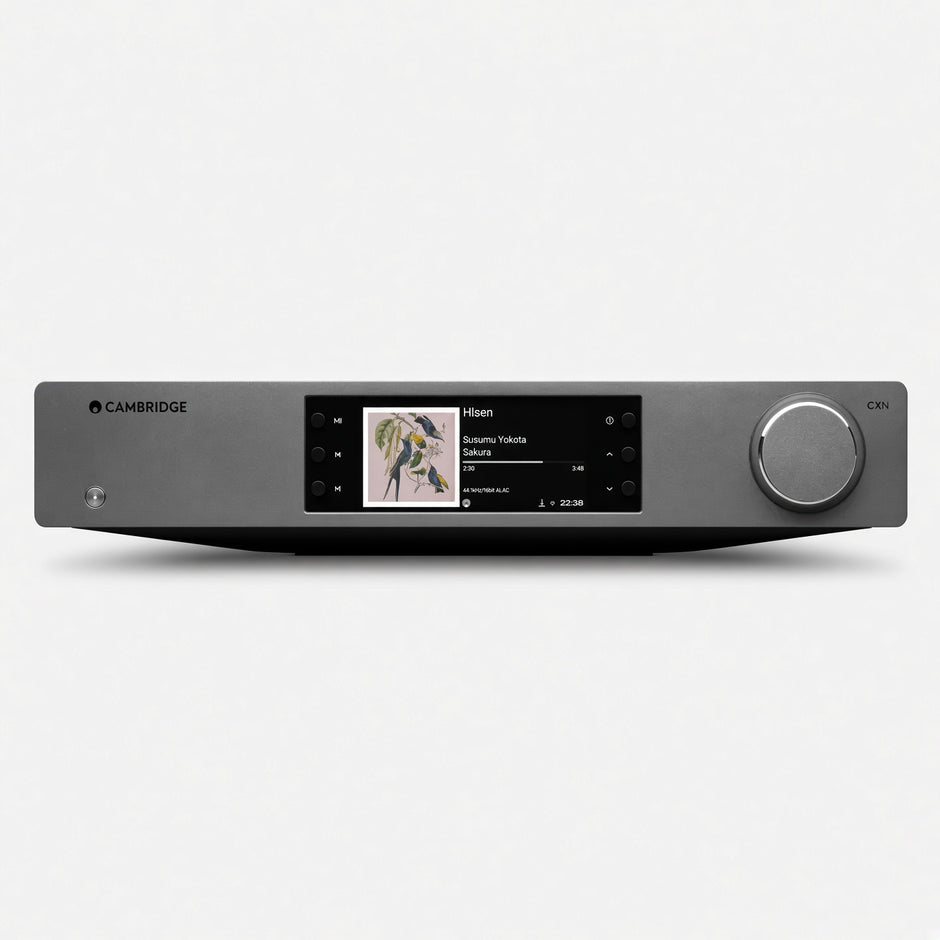 Cambridge Audio CXN100 SE network streamer front, colour display and volume knob