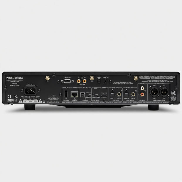 Cambridge Audio EXN100 network streamer rear panel with balanced and analogue outputs and digital inputs