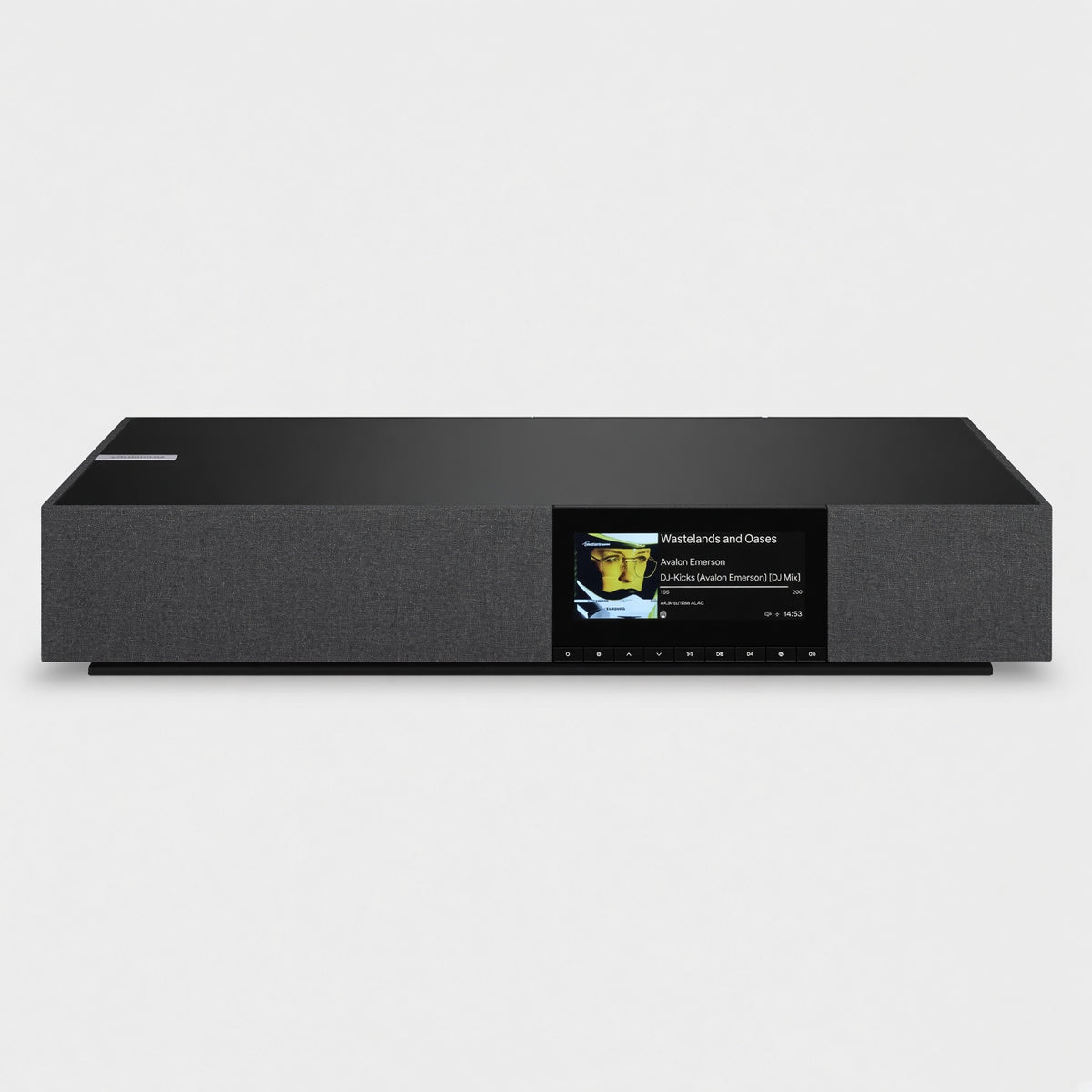 Cambridge Audio Evo One all-in-one speaker front, fabric grilles and colour display