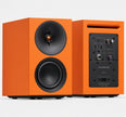 Cambridge Audio L/R S orange active speakers, front and rear