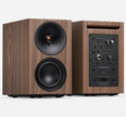 Cambridge Audio L/R S walnut active speakers, front and rear