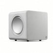 Cambridge Audio MSX Sub 200 powered subwoofer front, white fabric grille and logo