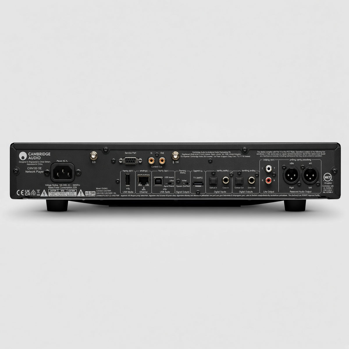 Cambridge Audio CXN100 SE network streamer rear panel with balanced and analogue outputs and digital inputs