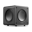 Cambridge Audio MSX Sub 200 powered subwoofer side view with woofer and passive radiator