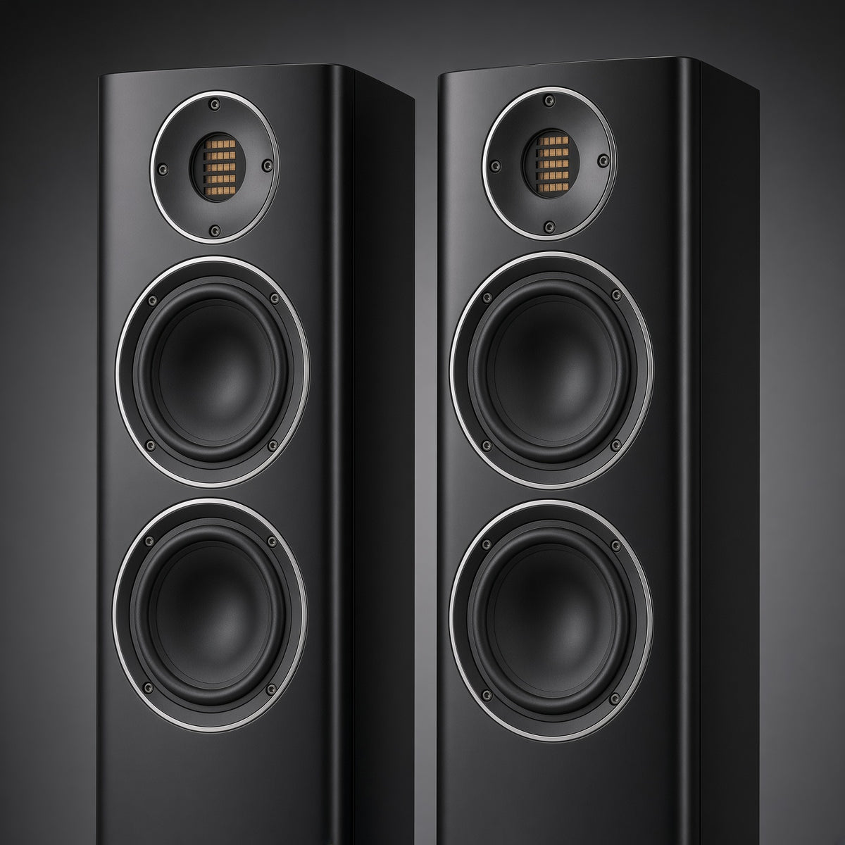 a close up of ELAC Carina FS247.4 Floorstanding Speaker with JET Tweeter