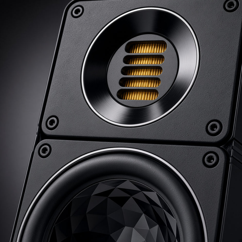 A camera close up shot of ELAC 312.2 speaker