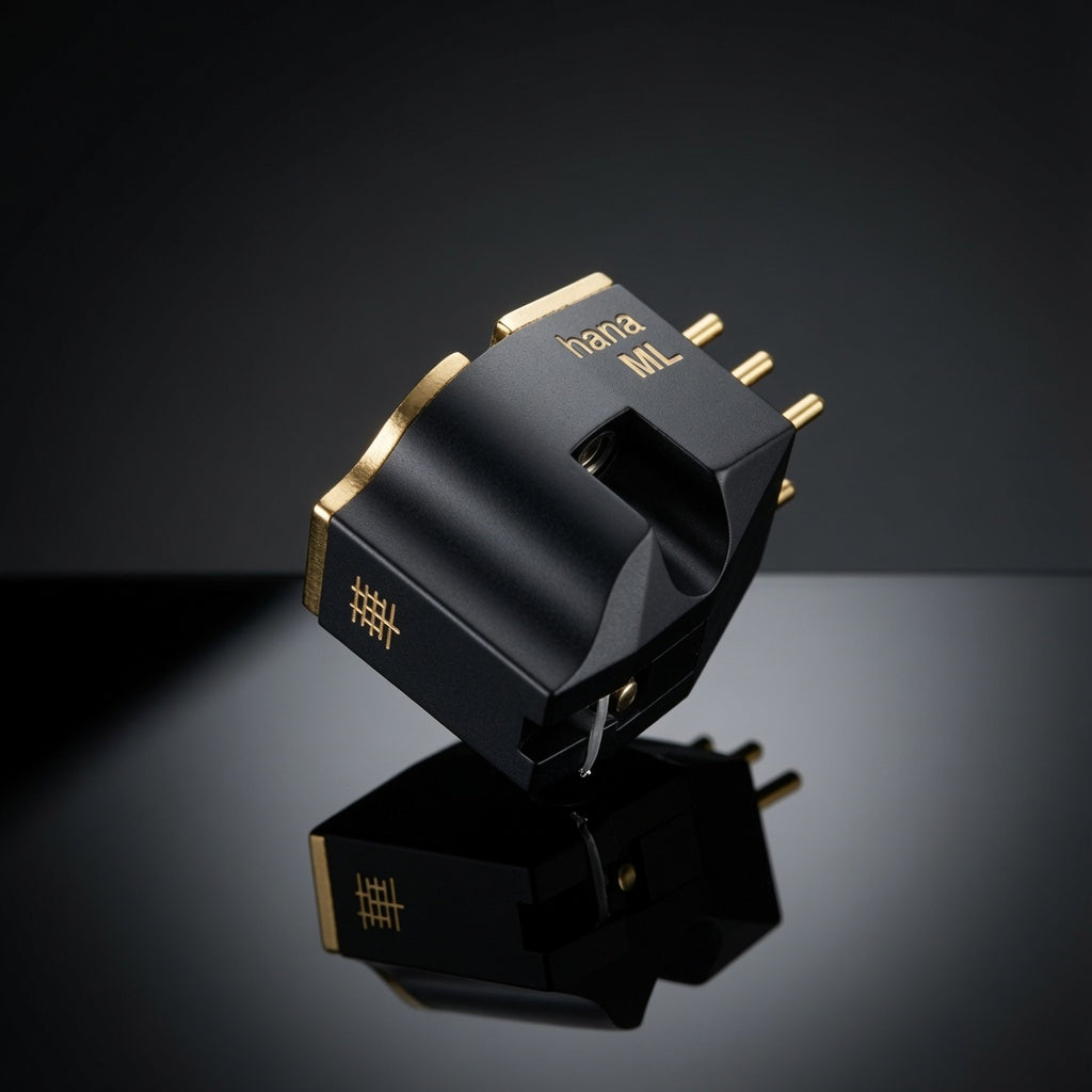 Hana ML low output moving coil phono cartridge black Delrin body with brass plate nude Microline stylus