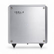 Angled view of ISOL-8 Qube VHC power conditioner showing aluminium cube design