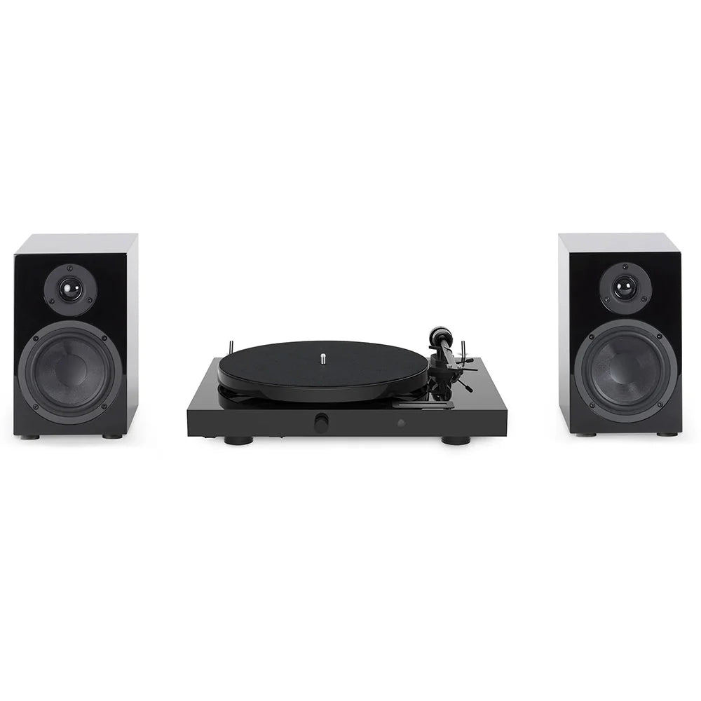 Pro-Ject Juke Box E HiFi Set complete system with turntable and matching speakers in high gloss black