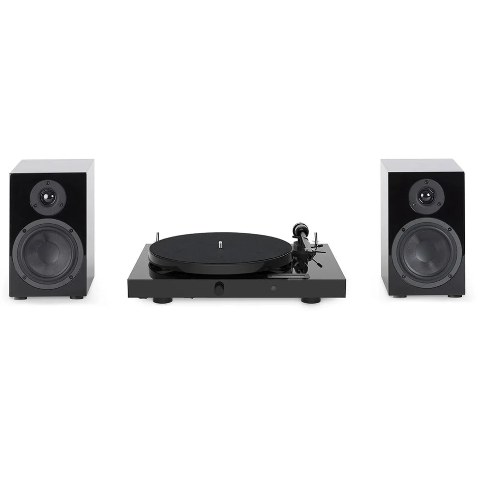 Pro-Ject Juke Box E HiFi Set complete system with turntable and matching speakers in high gloss black