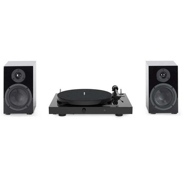 Pro-Ject Juke Box E HiFi Set complete system with turntable and matching speakers in high gloss black