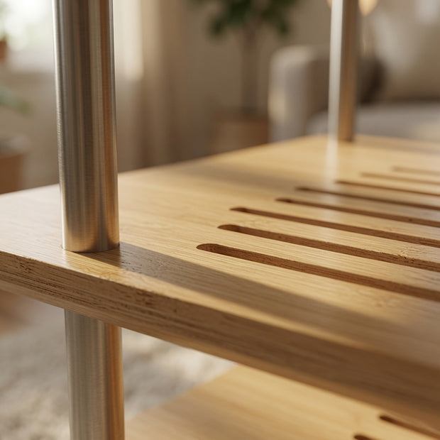 Close-up of Mukava AER-03 HiFi rack shelf and support structure