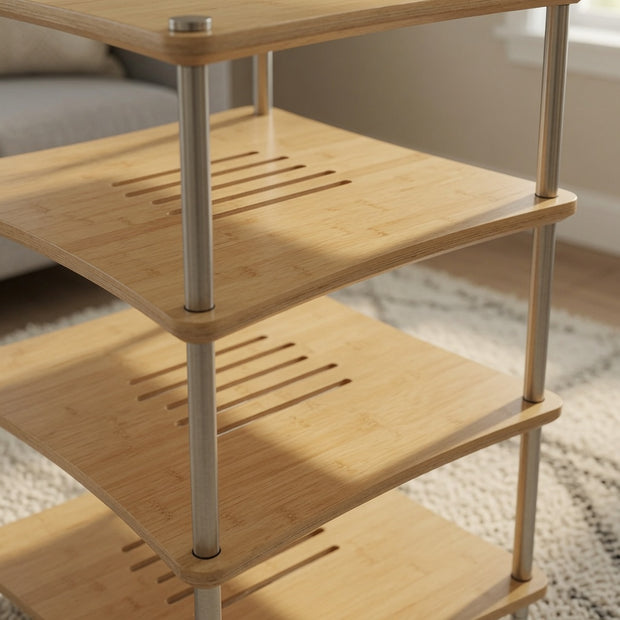 Close-up of Mukava AER-04 HiFi rack shelf and support structure