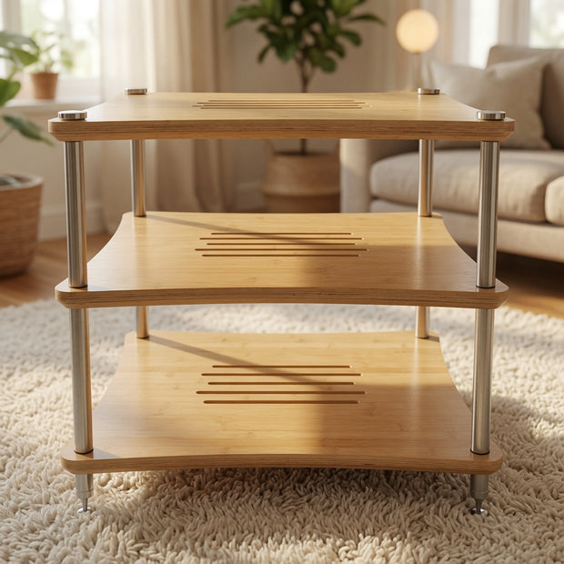 Front view of Mukava AER-03 HiFi equipment rack