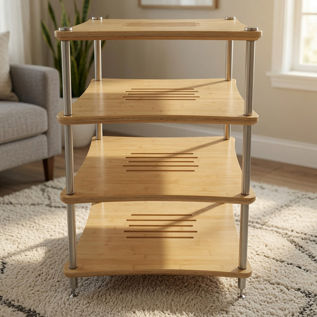Front view of Mukava AER-04 HiFi equipment rack
