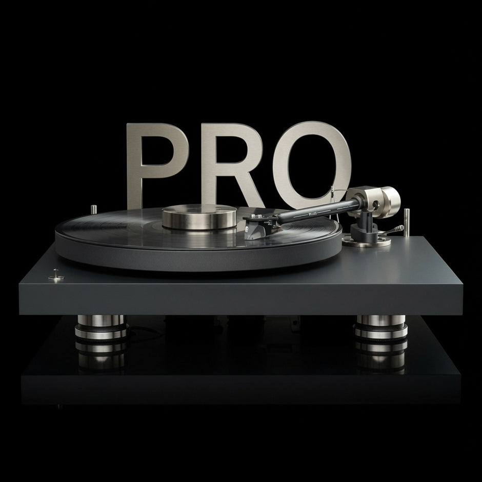 Pro-Ject Debut PRO B turntable in satin black with carbon-aluminium tonearm and balanced cartridge