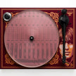 Close-up of Shepard Fairey George Harrison portrait and Indian patterns on Pro-Ject Essential III
