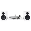 Pro-Ject Juke Box E HiFi Set turntable and speakers in high gloss white