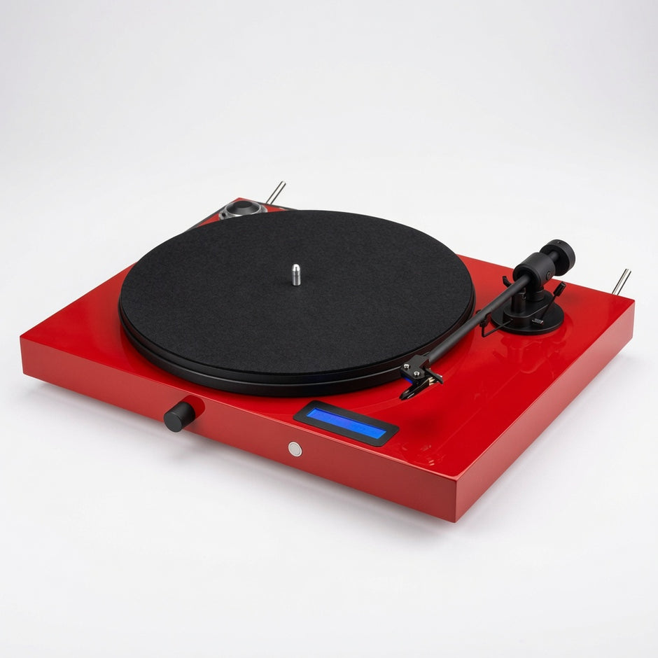 Pro-Ject Juke Box E all-in-one turntable amplifier in high gloss red with Bluetooth