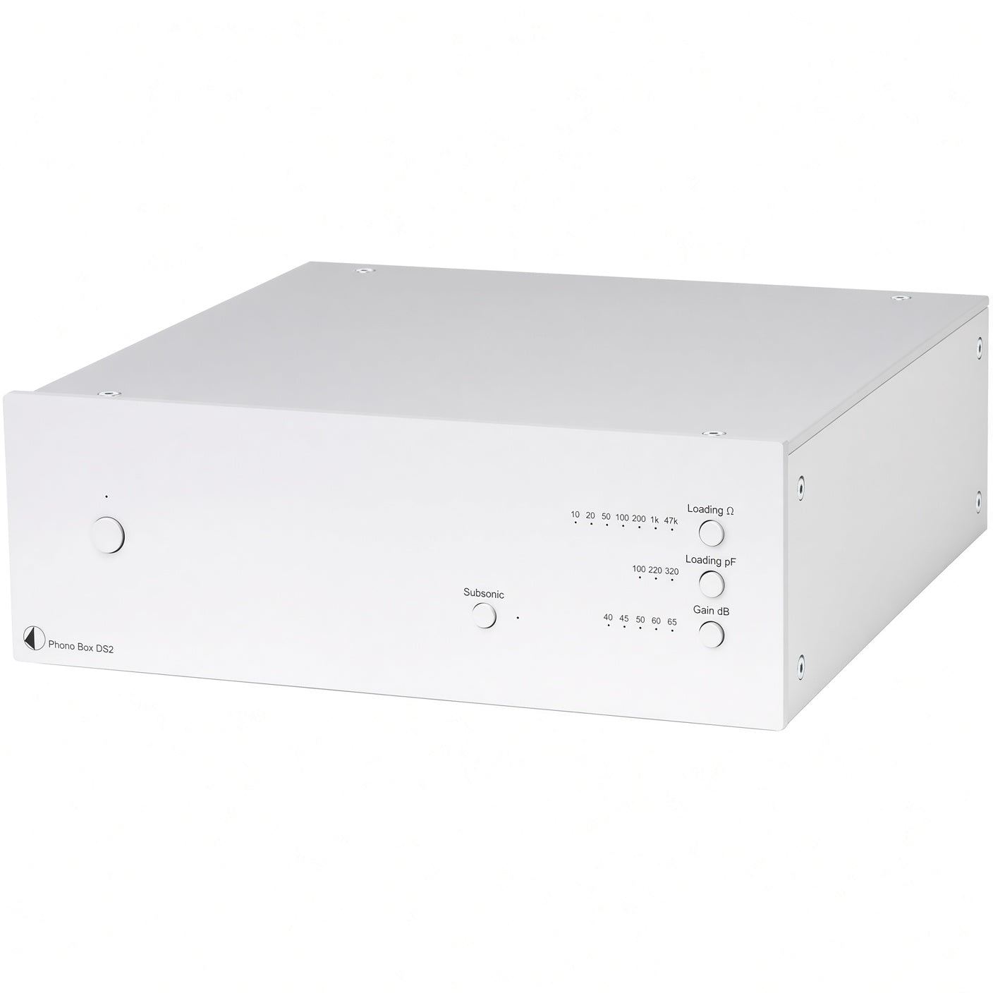 Pro-Ject Phono Box DS2 dual-mono phono stage in silver metal housing