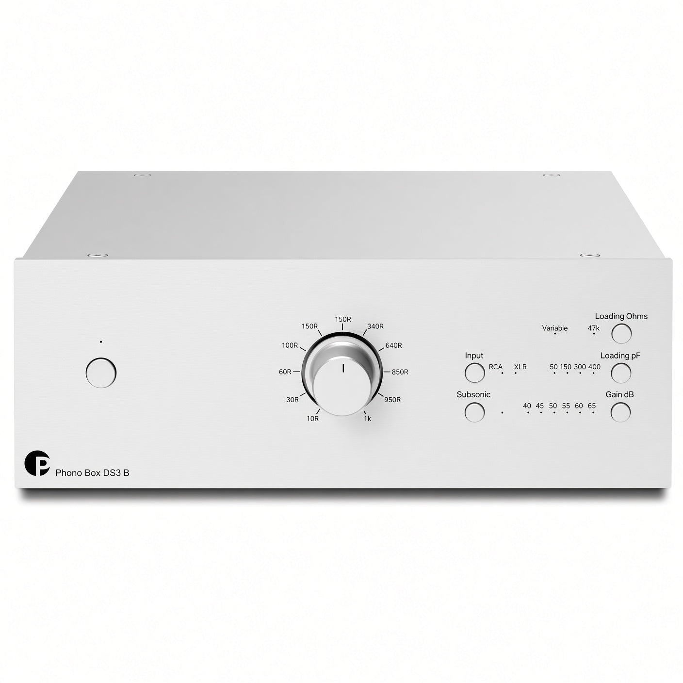 Pro-Ject Phono Box DS3 B balanced phono stage in silver metal housing