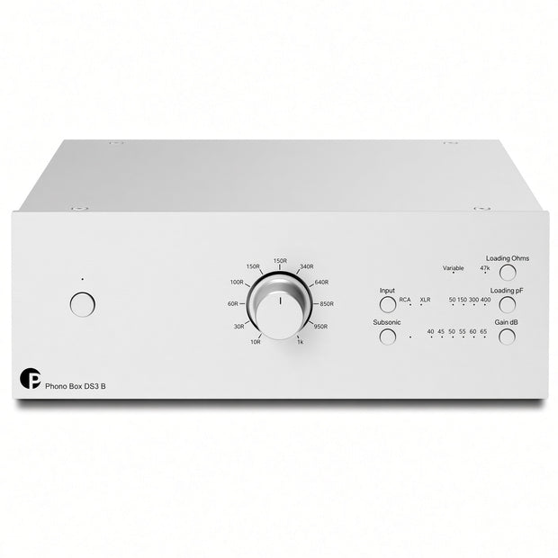Pro-Ject Phono Box DS3 B balanced phono stage in silver metal housing
