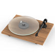 Pro-Ject T1 entry-level turntable in walnut with blasted-glass platter and aluminium tonearm
