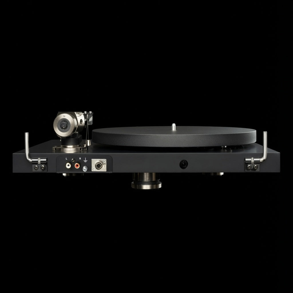 Pro-Ject Debut PRO B rear view showing mini-XLR balanced and RCA outputs