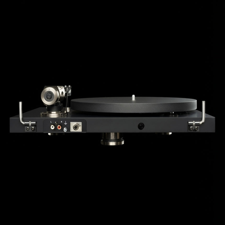 Pro-Ject Debut PRO B rear view showing mini-XLR balanced and RCA outputs