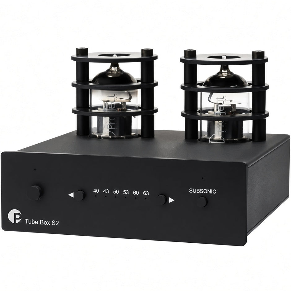 Pro-Ject Tube Box S2 tube phono preamplifier in black with ECC83 tubes