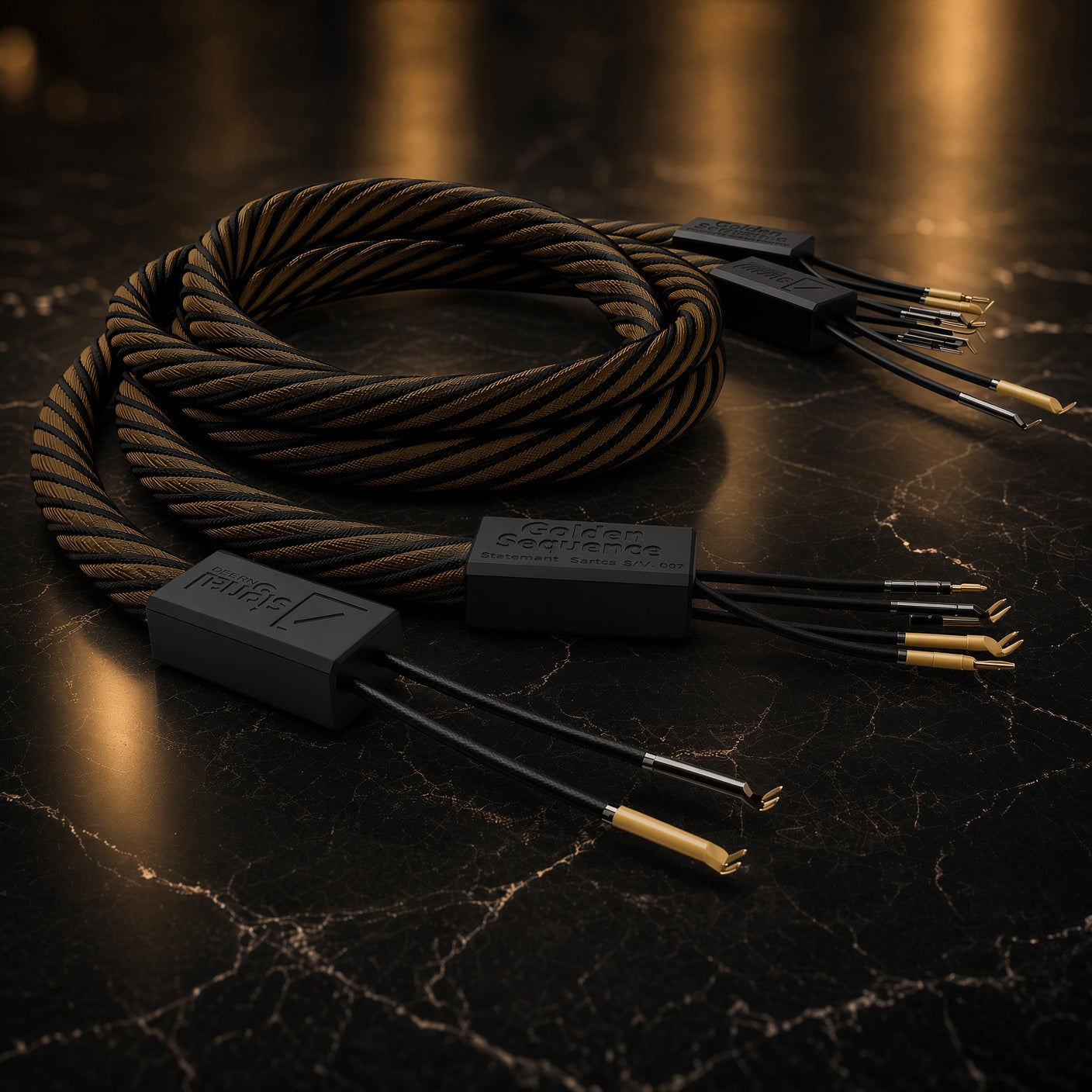 Pair of Signal Projects Golden Sequence Statement Series speaker cables