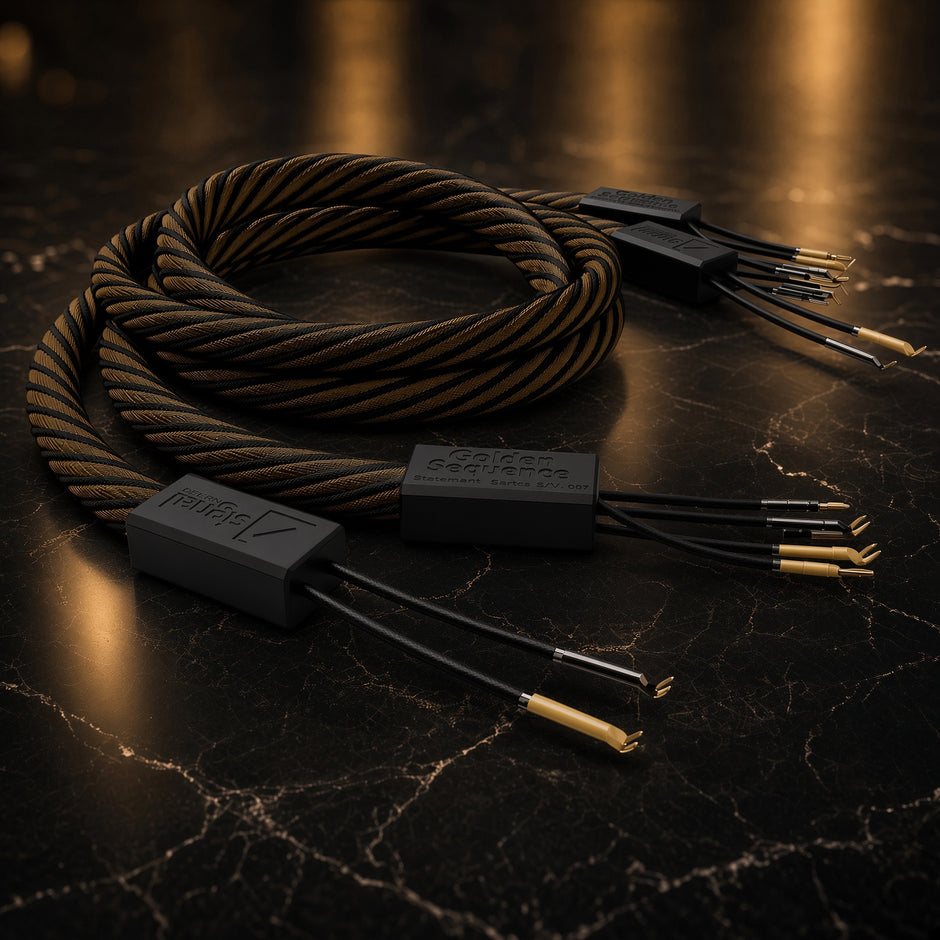Pair of Signal Projects Golden Sequence Statement Series speaker cables