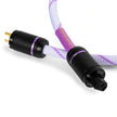 Close-up of XLO R35 power cable IEC and plug connectors