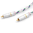 Close-up of XLO R35 RCA interconnect gold-plated connectors