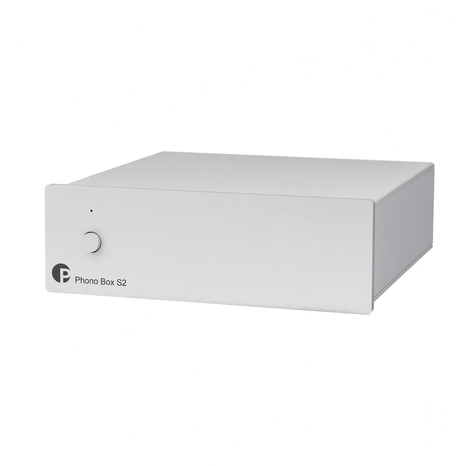 Pro-Ject Phono Box S2 MM/MC phono stage in silver metal housing