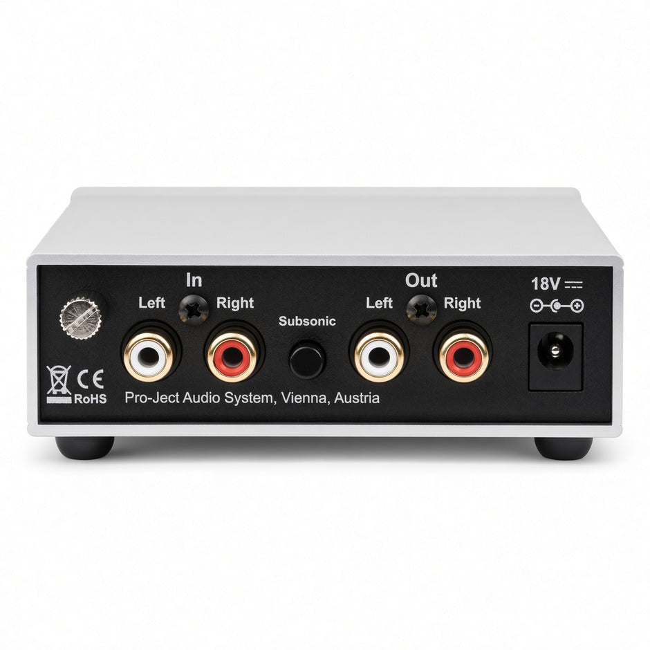 back view of Pro-Ject Phono Box S2 Ultra compact discrete phono preamp