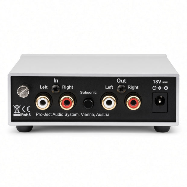 back view of Pro-Ject Phono Box S2 Ultra compact discrete phono preamp