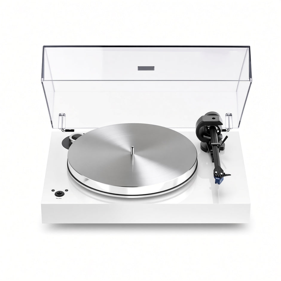 Pro-Ject X8 mass-loaded turntable in high gloss white with carbon fibre tonearm